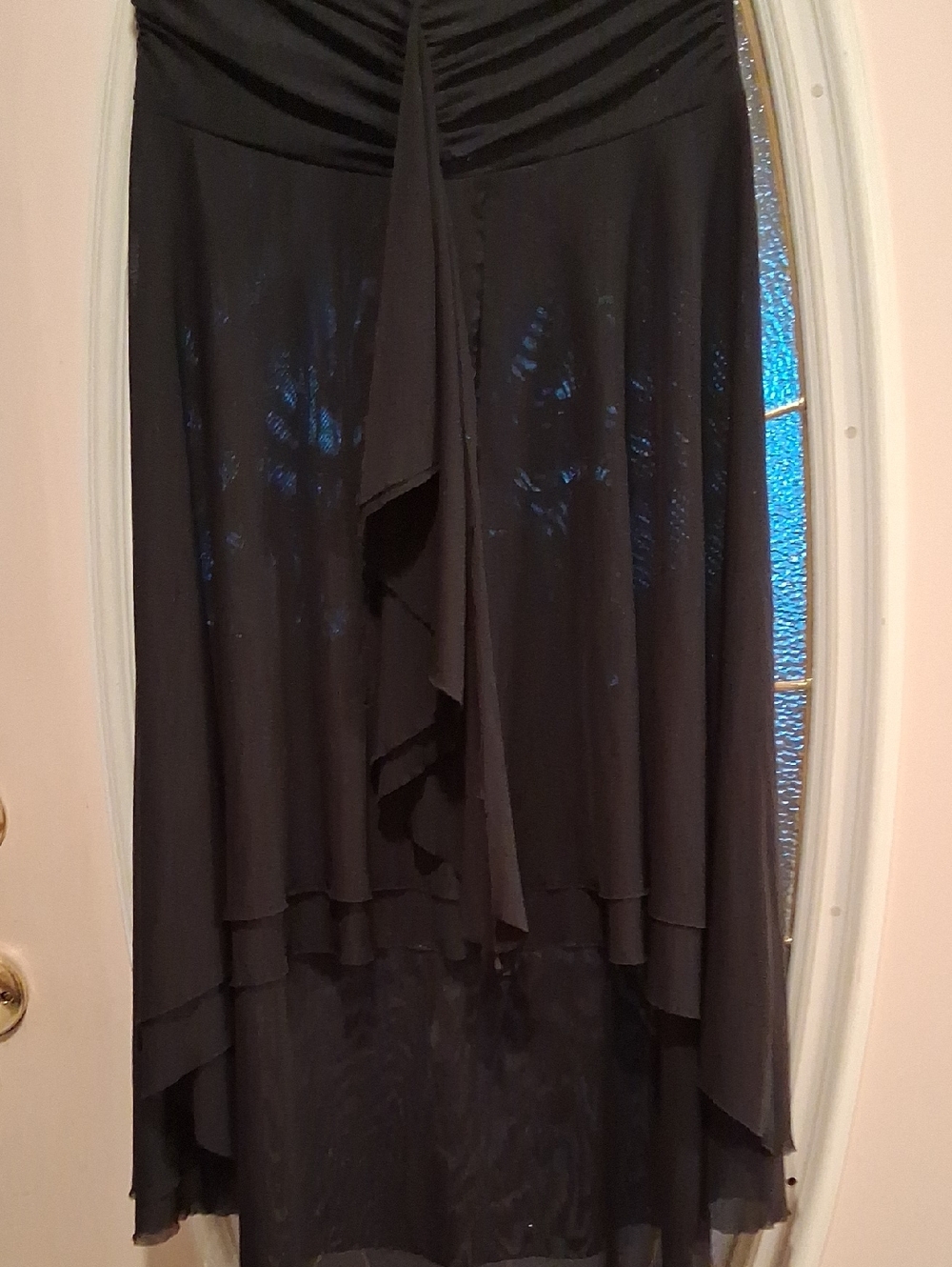 VENUS Black High-Low Asymmetrical Ruffle Skirt